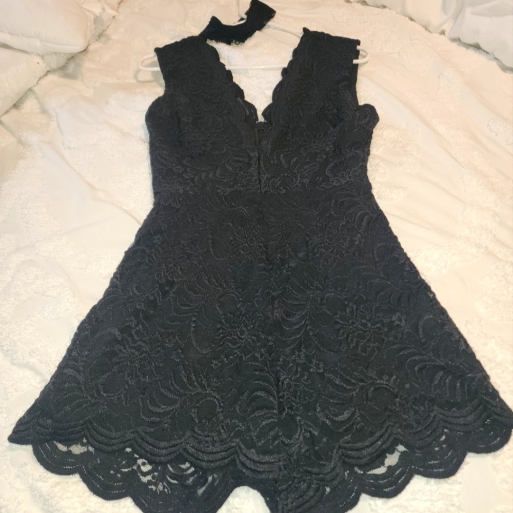 Bebe Sexy Lace Romper with Choker